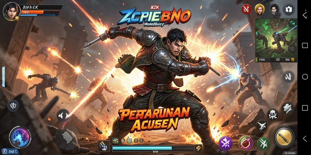 Screenshot gameplay 8ZK menampilkan pertarungan aksi yang intens.
