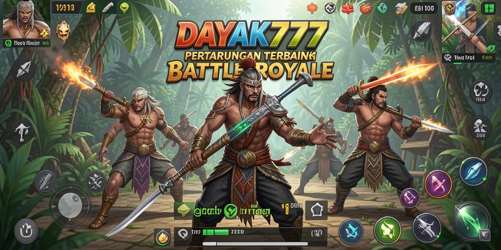 Screenshot dari gameplay DAYAK777 yang menampilkan aksi pertempuran seru.