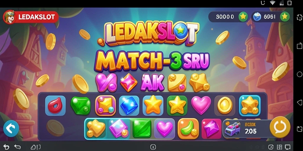 Tampilan utama permainan LEDAKSLOT dari gameplay Match-3 yang menarik.