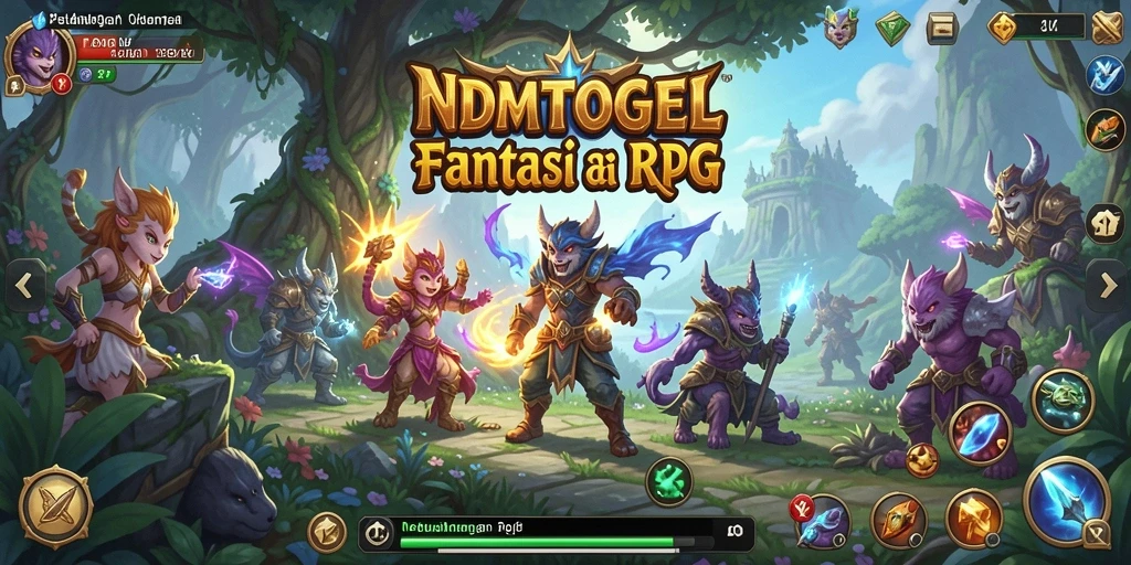 Tampilan gameplay seru dalam NDMTOGEL yang menampilkan pertarungan RPG.