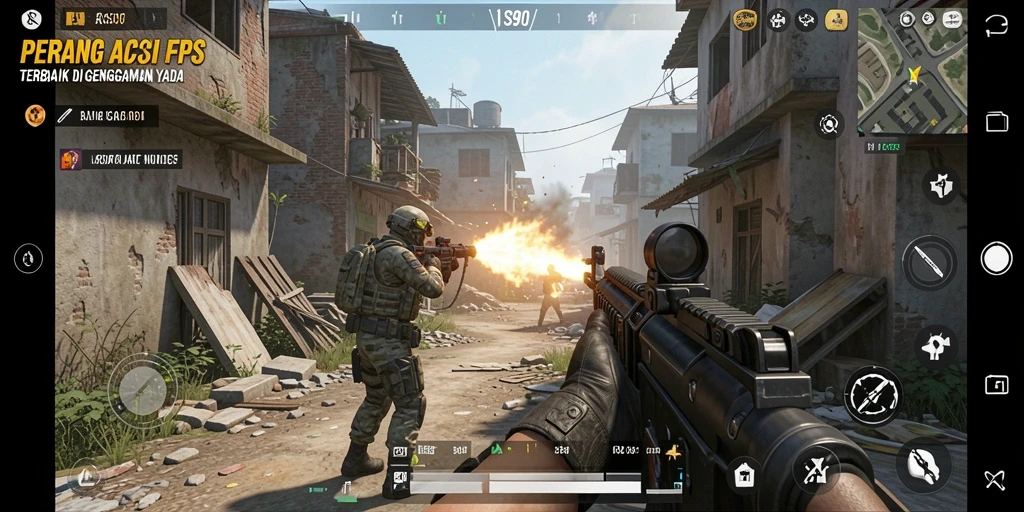 Screenshot gameplay S80 menampilkan pertempuran FPS yang intens dan mendebarkan.
