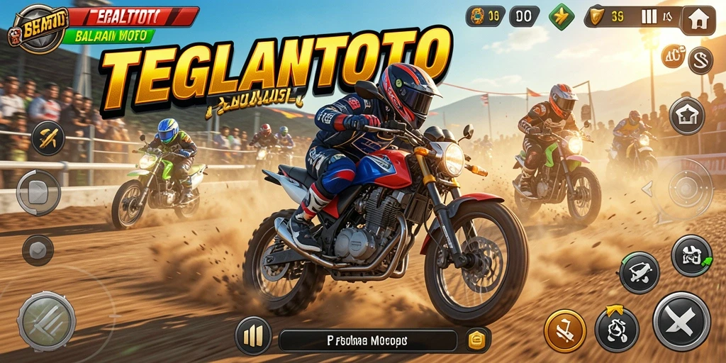 Gameplay seru TEGALTOTO dengan aksi balapan motor.