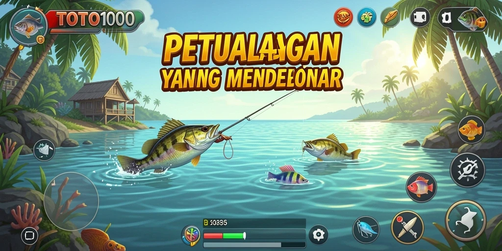 Tampilan gameplay seru dengan mekanisme memancing yang intuitif.