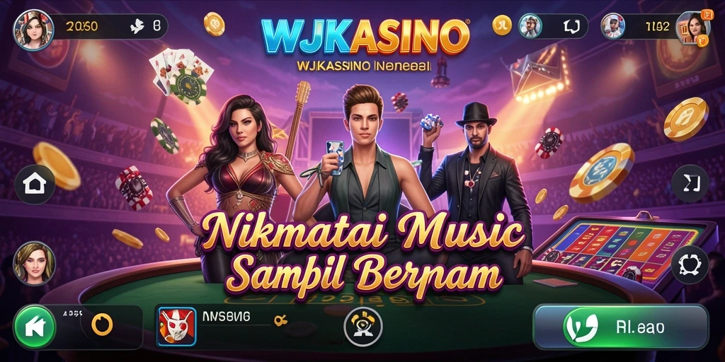 Screenshot utama WJKASINO menampilkan gameplay dengan musik yang dinamis.